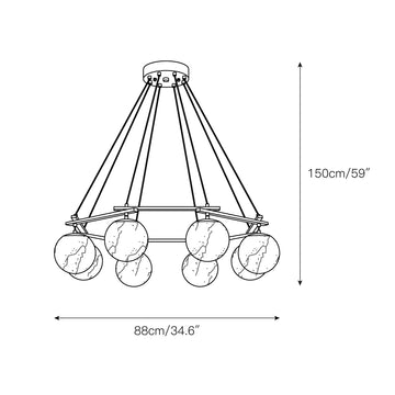 Miira Alabaster Chandelier – detail 5 — Dimension drawings 3