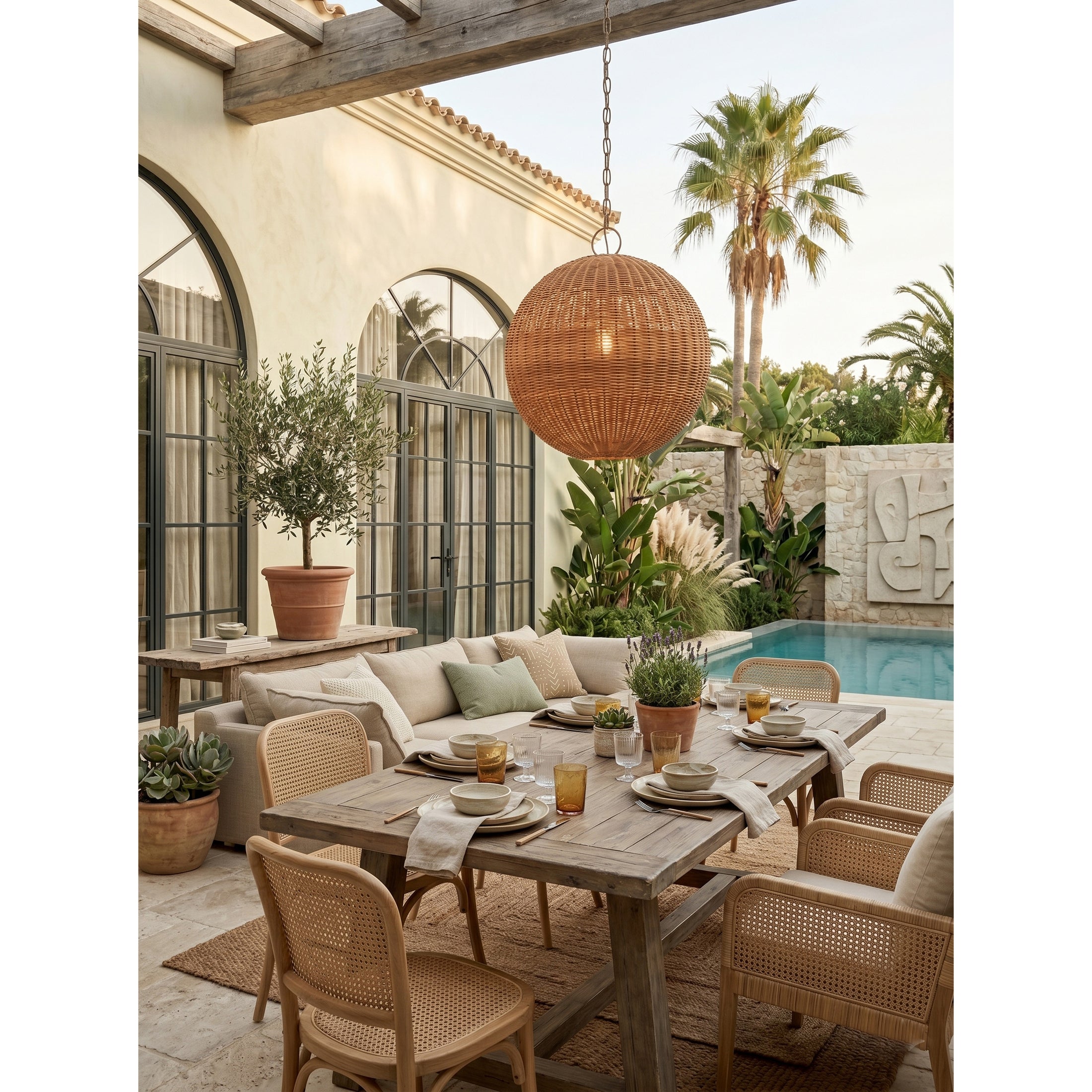 Miramar Rattan Round Pendant Lamp