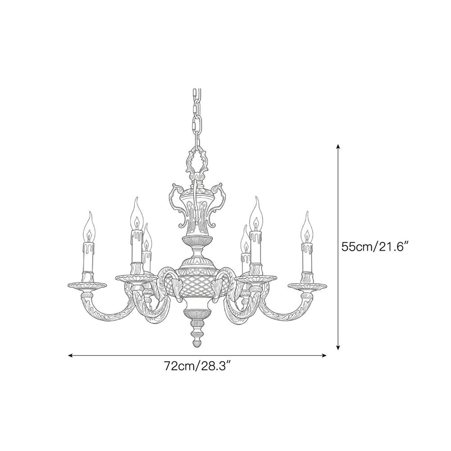 Montcalm Brass Candle Chandelier – detail 3 — Dimension drawings 1