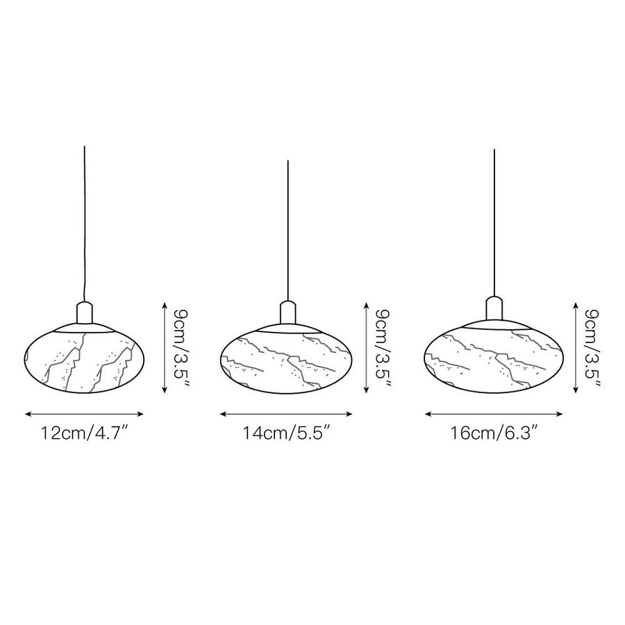 Moonstone Alabaster Pendant Lamp – detail 3 — Dimension drawings 1