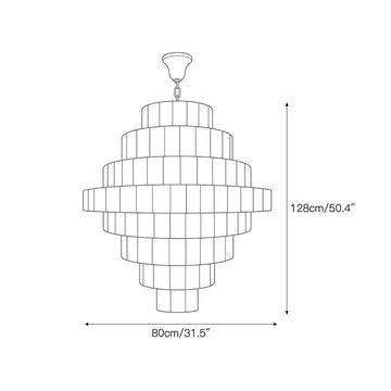 Multi-Tiered Pyramid-Shaped Alabaster Chandelier – detail 3 — Dimension drawings 1