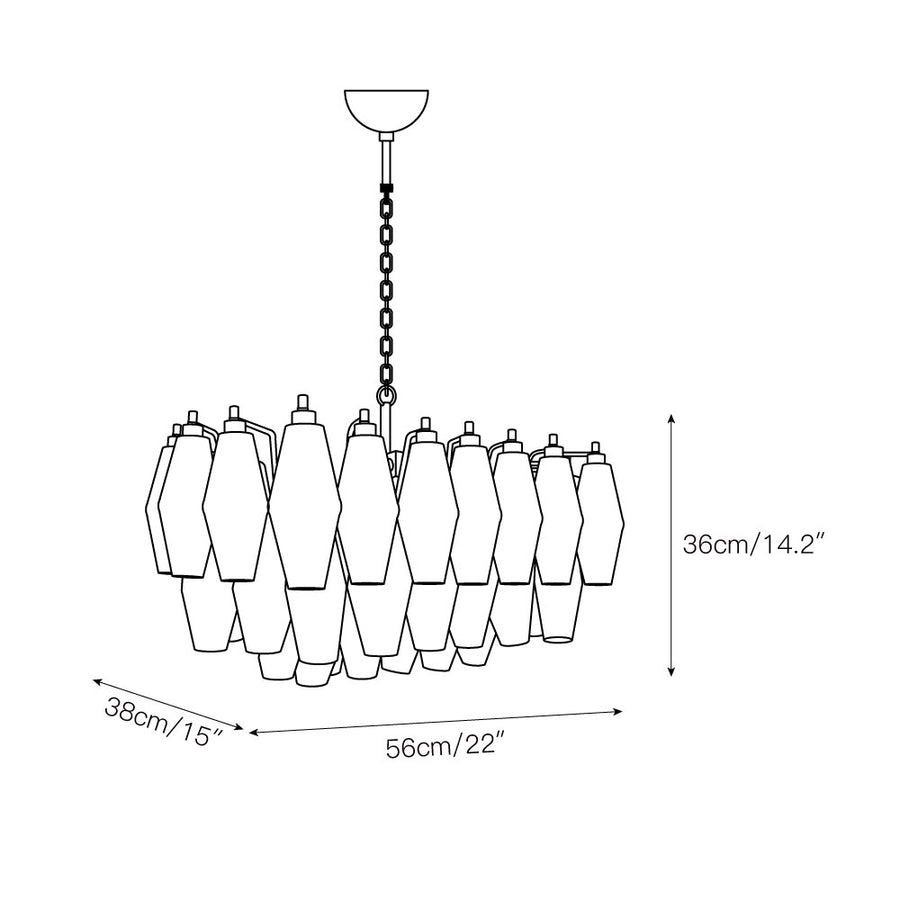 Murano Poliedri Chandelier – detail 3 — Dimension drawings 1
