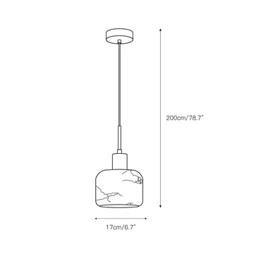 Natural Alabaster Small Pendant Light – detail 4 — Dimension drawings 1