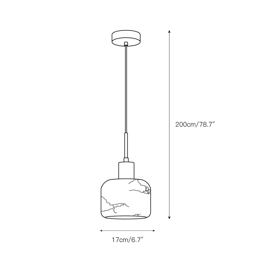 Natural Alabaster Small Pendant Light – detail 4 — Dimension drawings 1