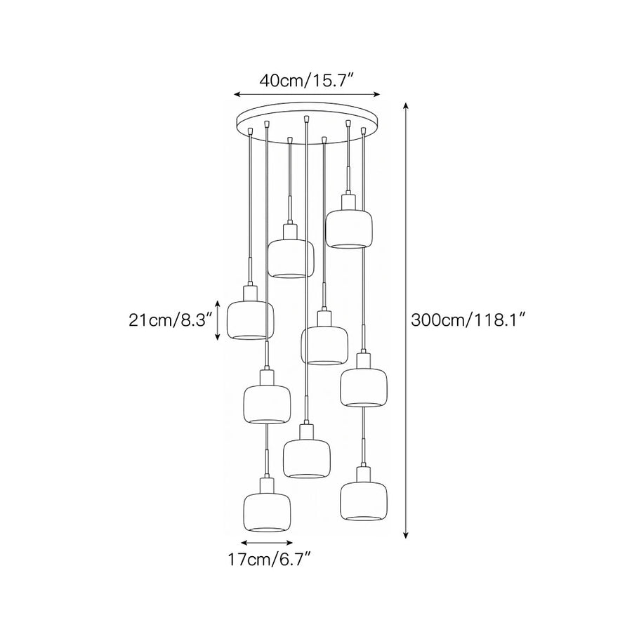 Natural Square Alabaster Chandelier – detail 7 — Dimension drawings 5