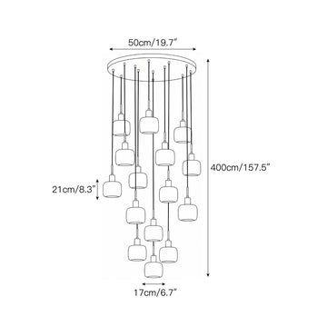 Natural Square Alabaster Chandelier – detail 9 — Dimension drawings 7