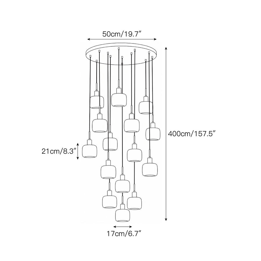 Natural Square Alabaster Chandelier – detail 9 — Dimension drawings 7
