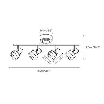 Nordic Cylindrical 4-Light Spotlight – detail 3 — Dimension drawings 1