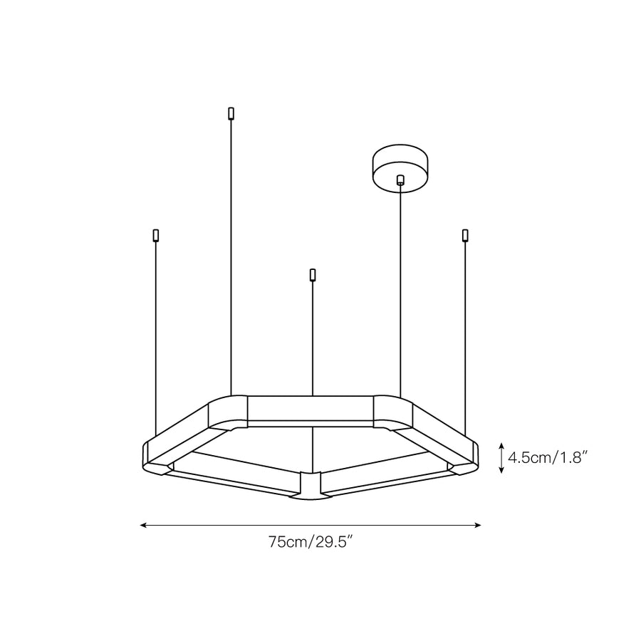 Ola Single Ring Alabaster Chandelier – detail 4 — Dimension drawings 2