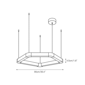 Ola Single Ring Alabaster Chandelier – detail 5 — Dimension drawings 3