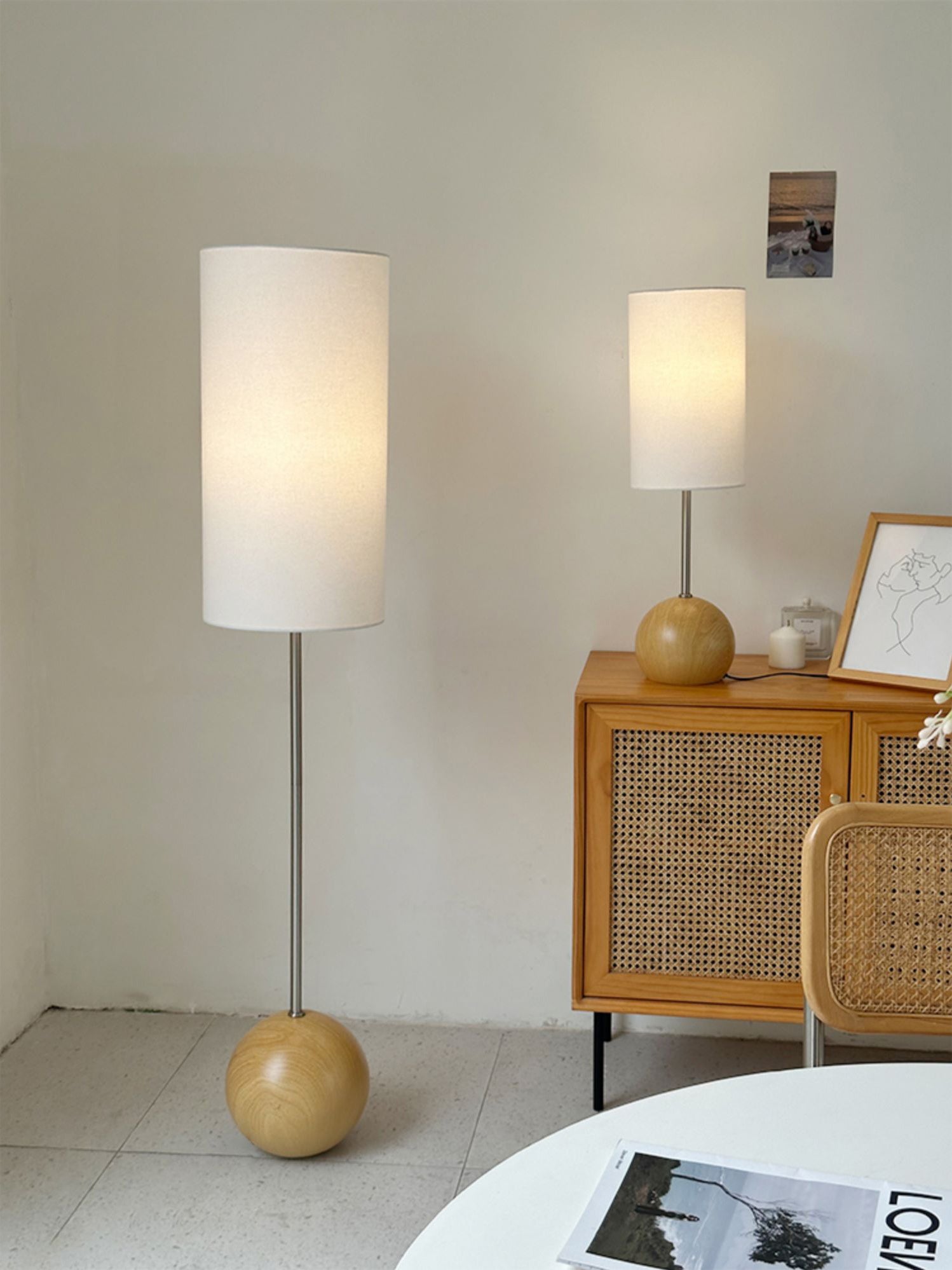 Lampadaire sphère en bois Orbis