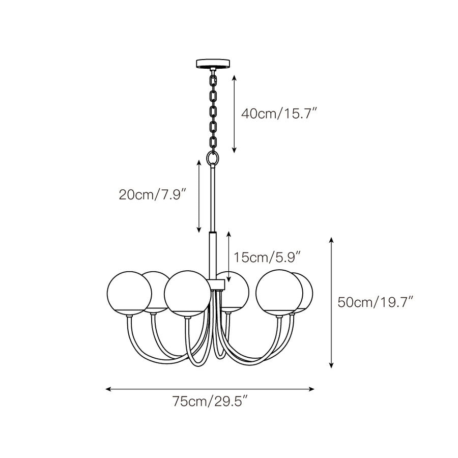 Orillia Glass Chandelier – detail 3 — Dimension drawings 1