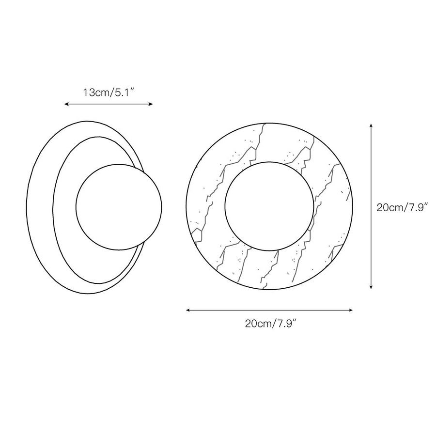 Orli Red Marble Sconce – detail 3 — Dimension drawings 1