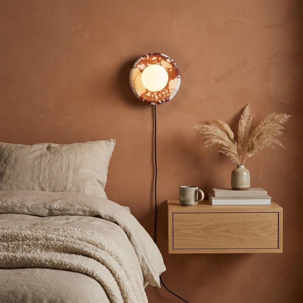 Orli Red Marble Plug-in Sconce