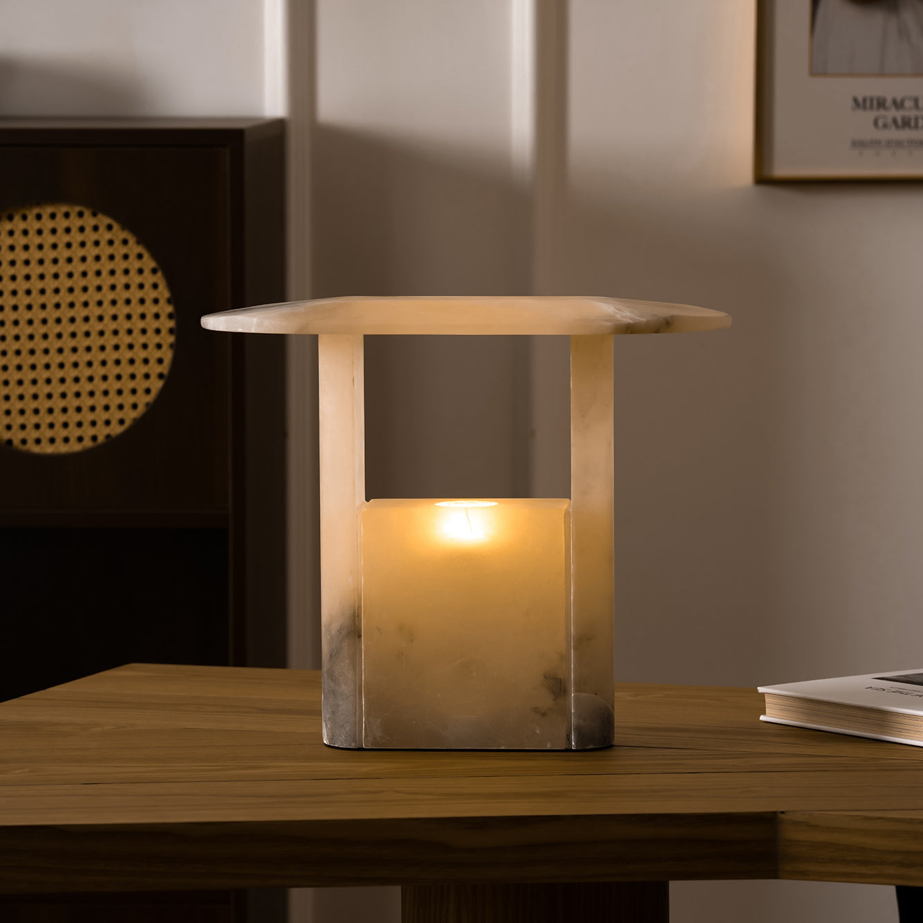 Pagoda Alabaster Table Lamp