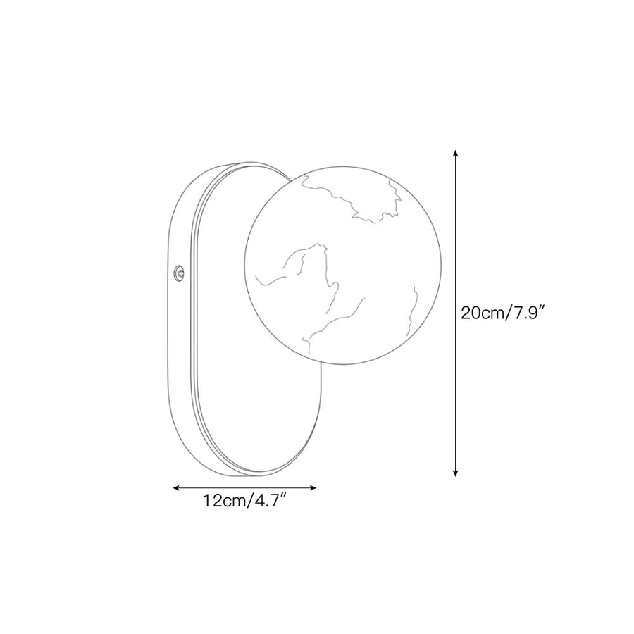 Paola Orb Alabaster Wall Sconce – detail 3 — Dimension drawings 1