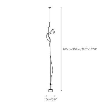 Floor-to-Ceiling Tension Cable Lamp – Adjustable Spotlight – detail 5 — Dimension drawings 1