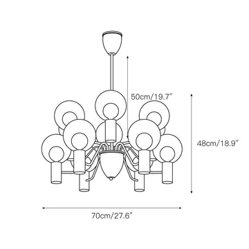 Patricia Glass Chandelier – detail 4 — Dimension drawings 2