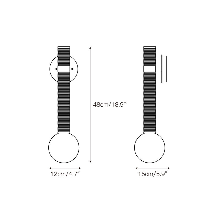 Threadline Globe Wall Sconce – detail 4 — Dimension drawings 1