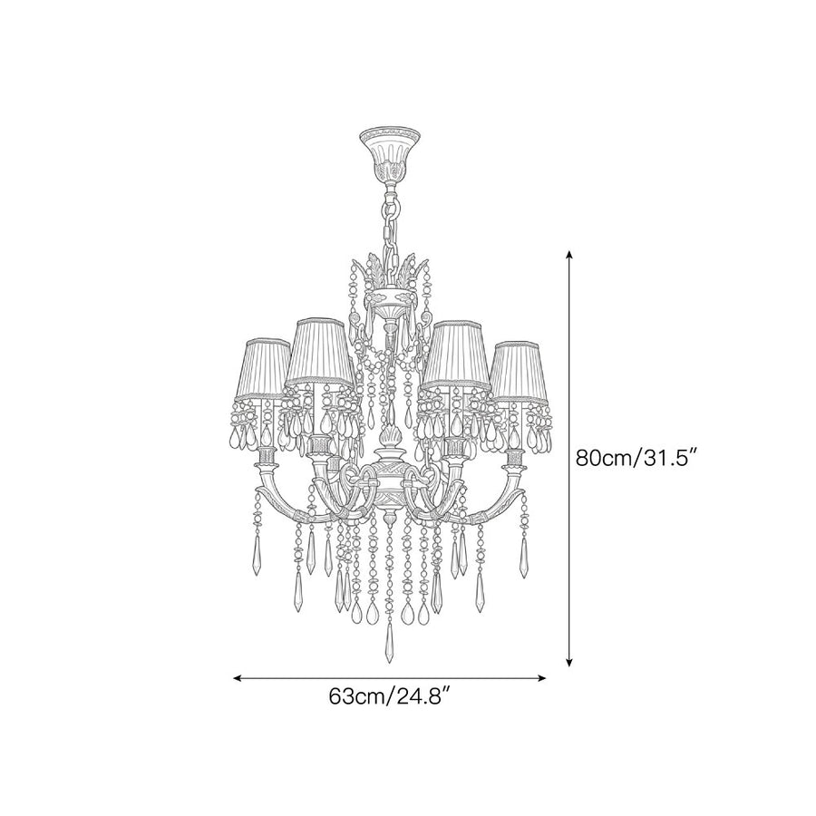 Perky Peacock Chandelier — Dimension drawings 1