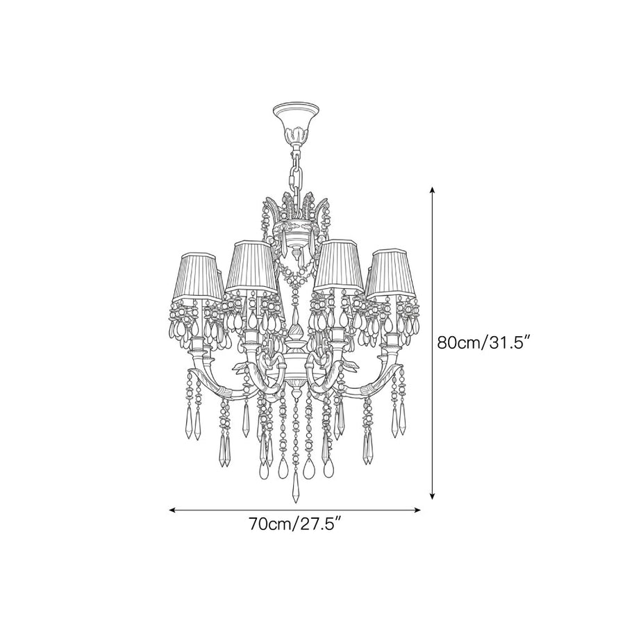 Perky Peacock Chandelier — Dimension drawings 2
