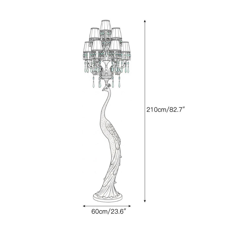 Perky Peacock Floor Lamp – detail 3 — Dimension drawings 1