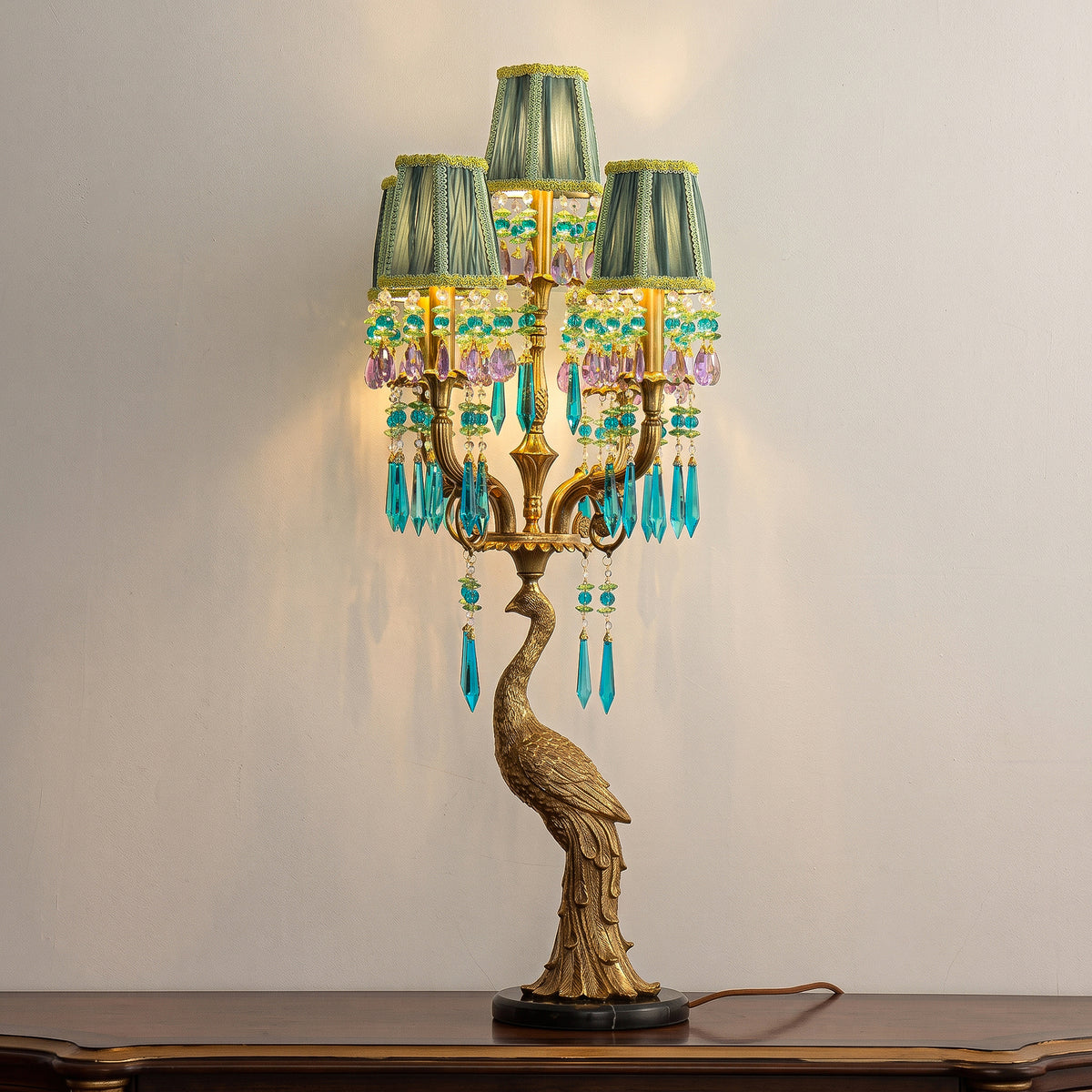 Perky Peacock Table Lamp