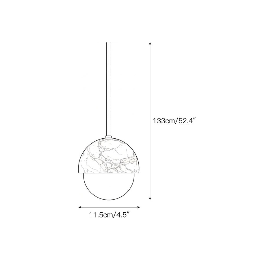 Polaris White Marble Pendant Lamp – detail 3 — Dimension drawings 1