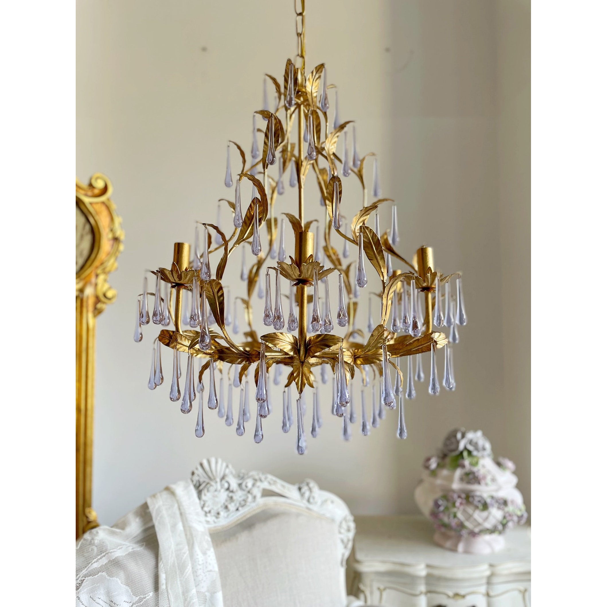 Purple Glass Birdcage Chandelier