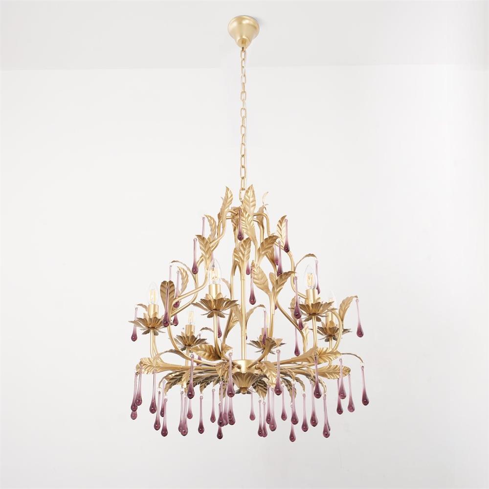 Purple Glass Birdcage Chandelier