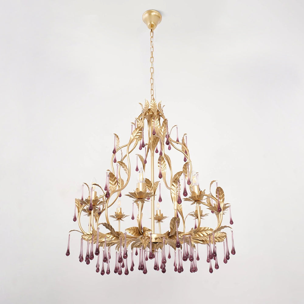 Purple Glass Birdcage Chandelier