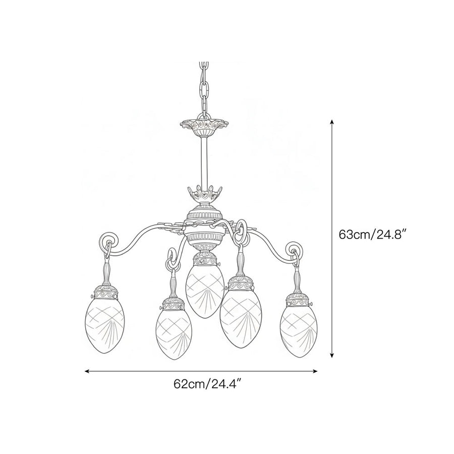 Quezal Chandelier – detail 3 — Dimension drawings 1