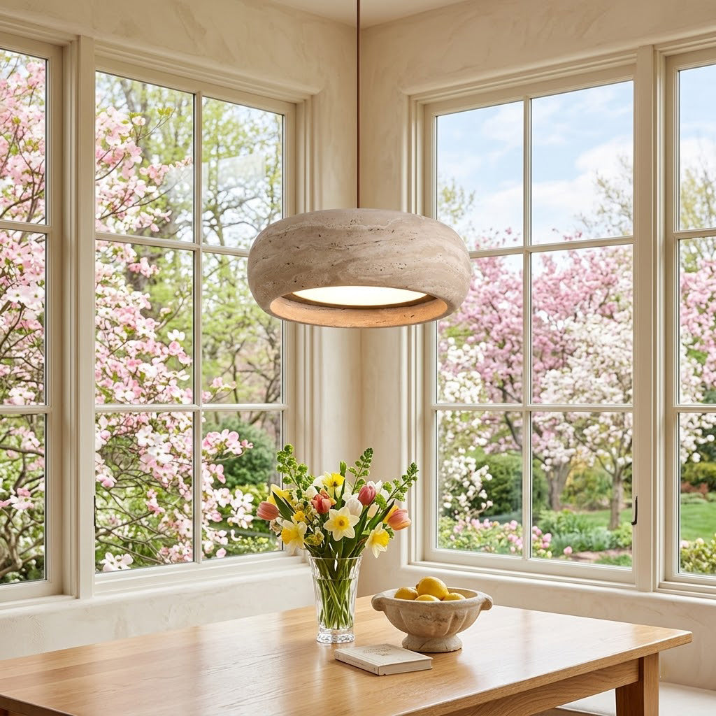 Travertine Drum Pendant Lamp
