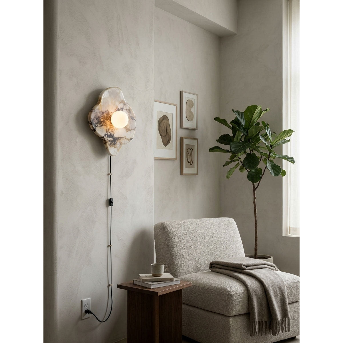 Abnormal Marble Plug-in Wall Sconce