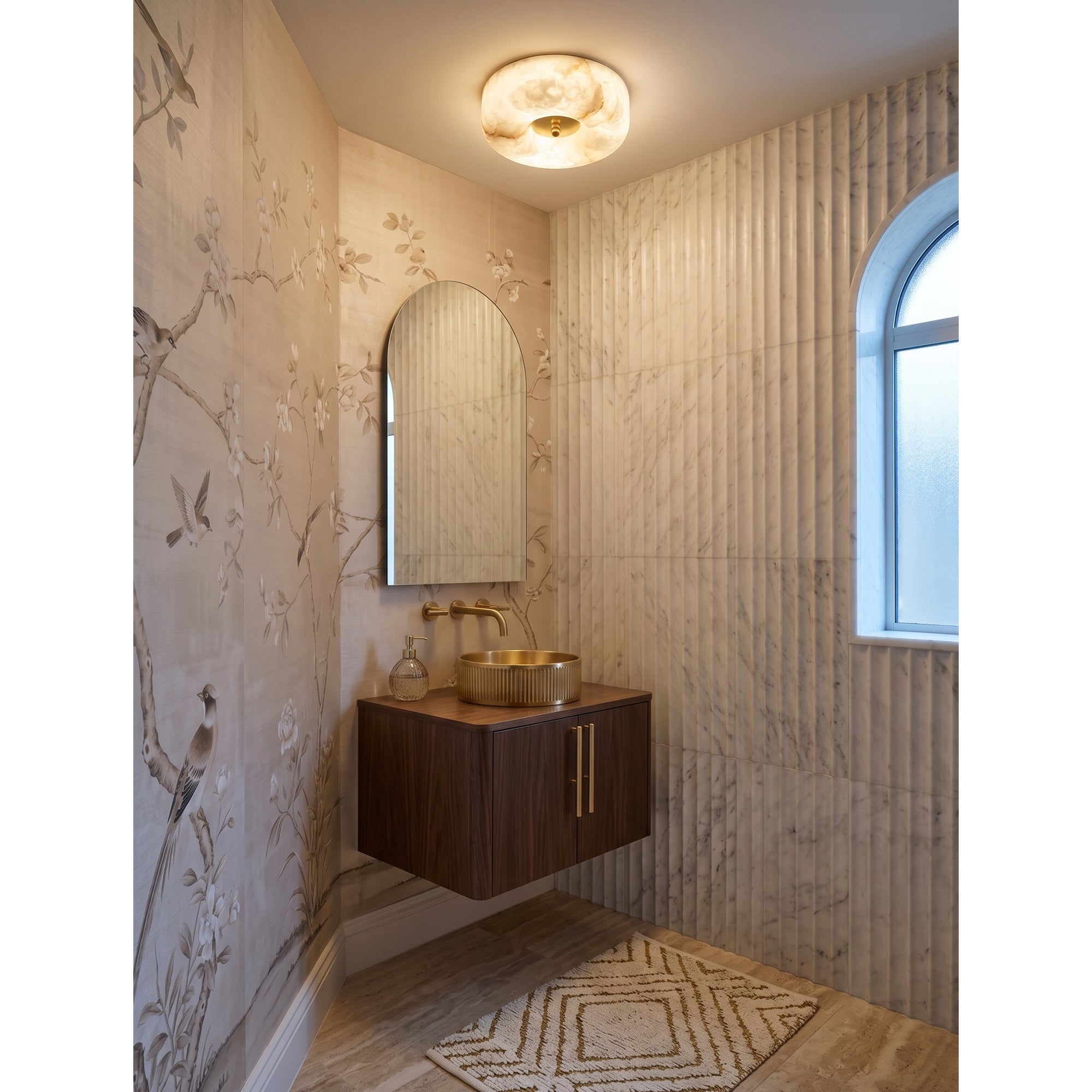 Alabaster Button Flush Mount