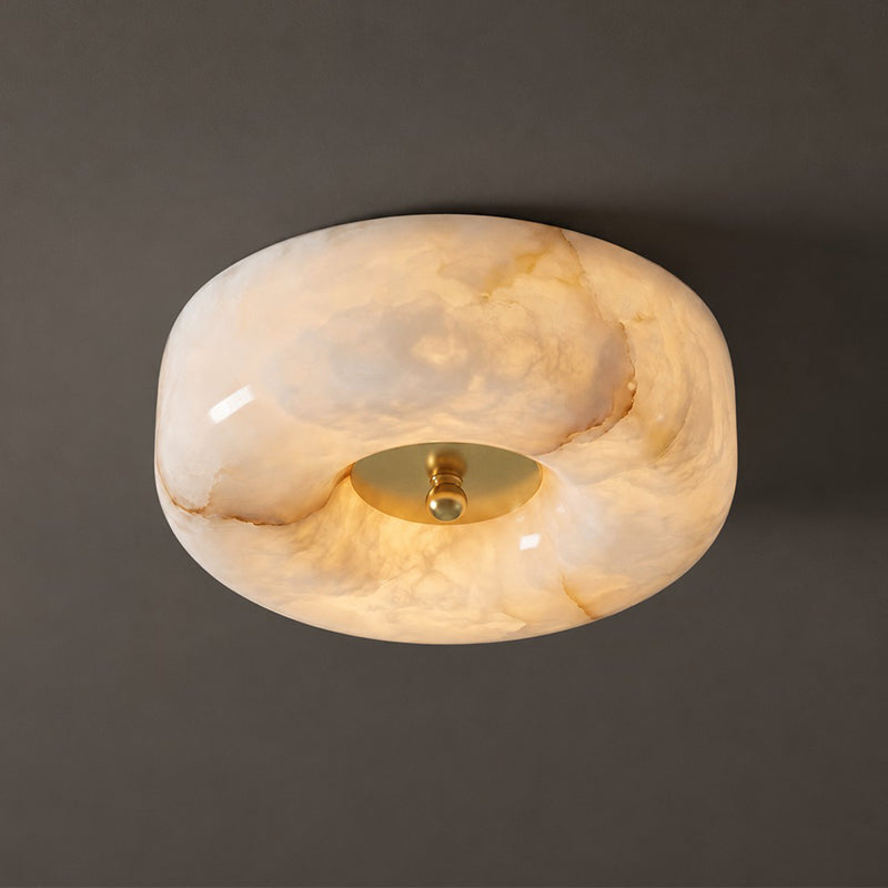 Alabaster Button Flush Mount