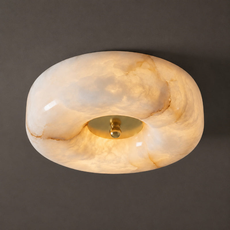 Alabaster Button Flush Mount