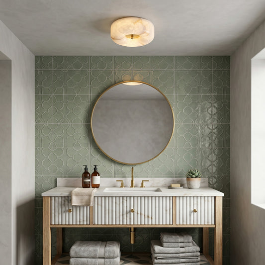 Alabaster Button Flush Mount