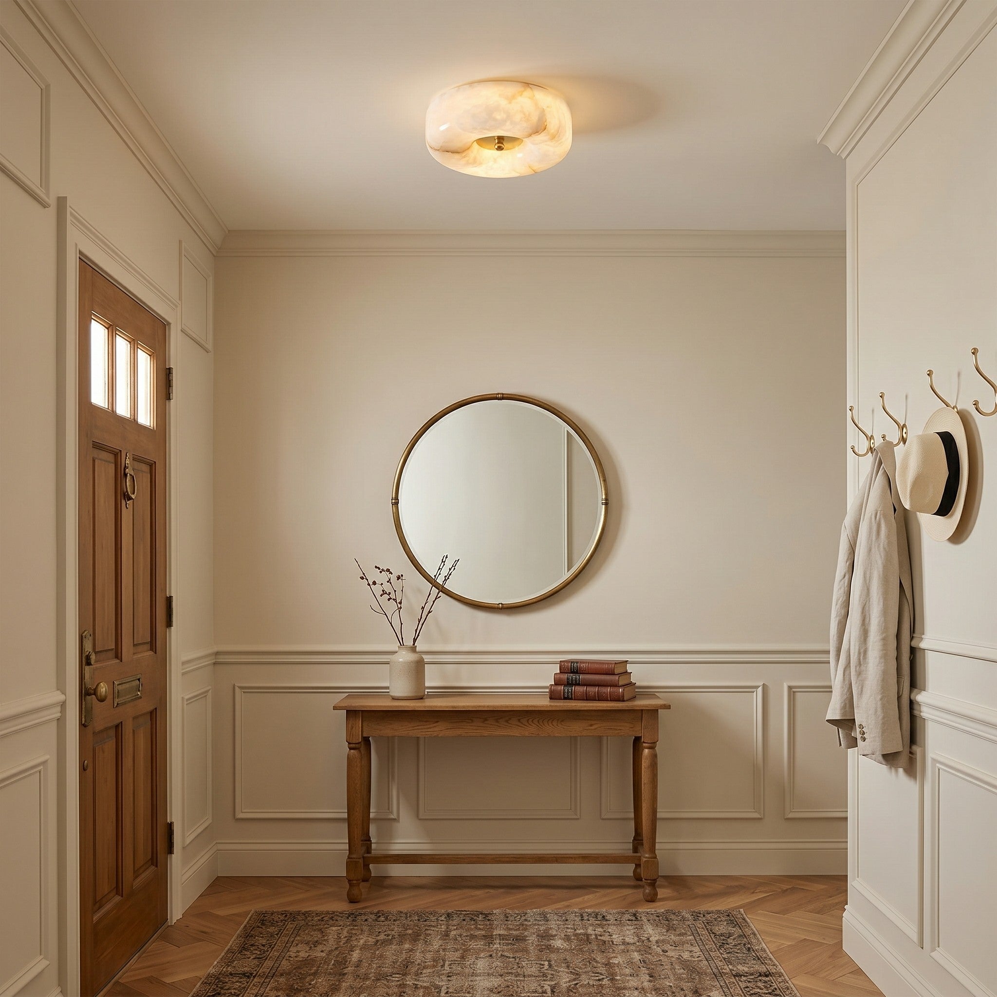 Alabaster Button Flush Mount