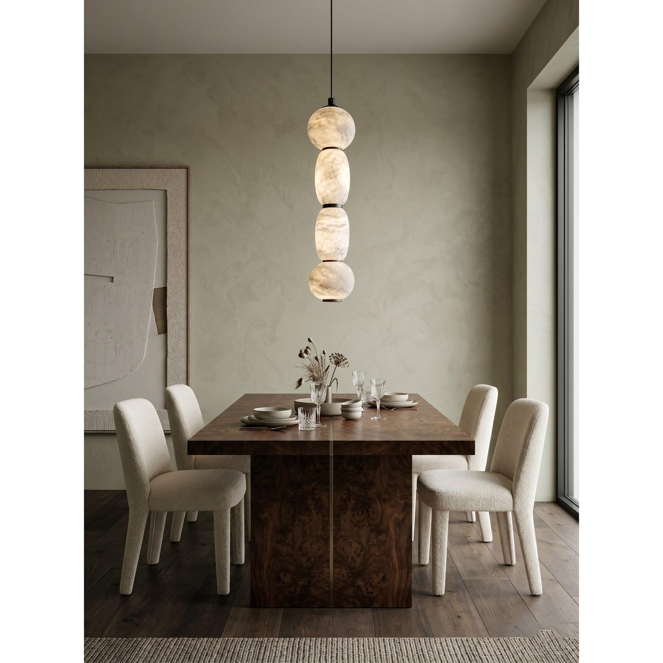 Alabaster Pendulous Pearl Pendant Lamp