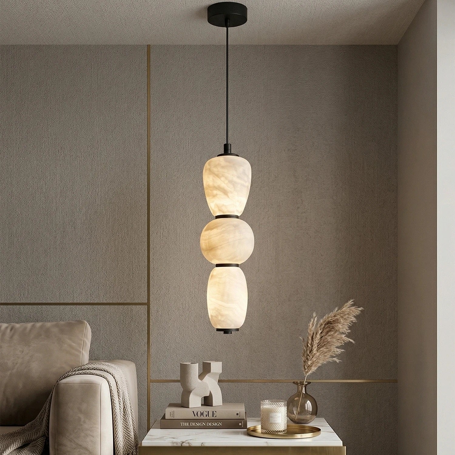 Alabaster Pendulous Pearl Pendant Lamp