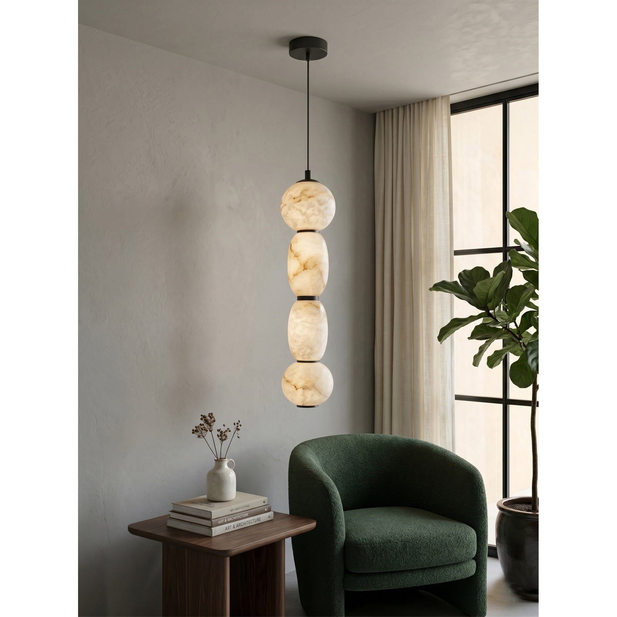 Alabaster Pendulous Pearl Pendant Lamp