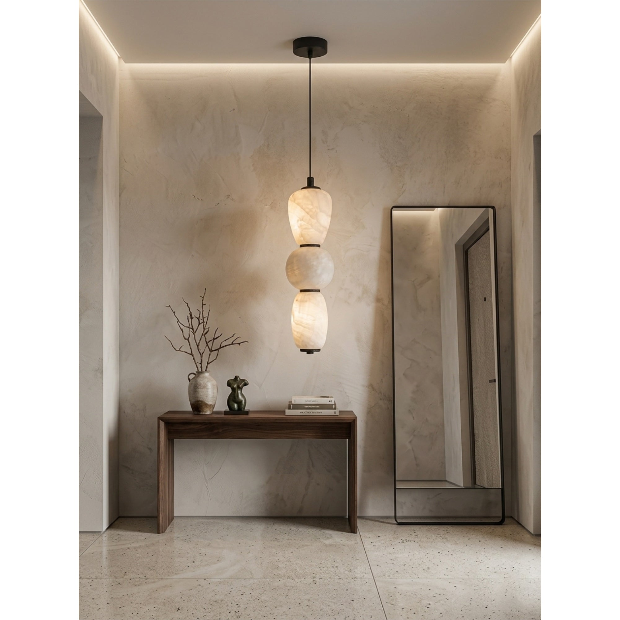 Alabaster Pendulous Pearl Pendant Lamp