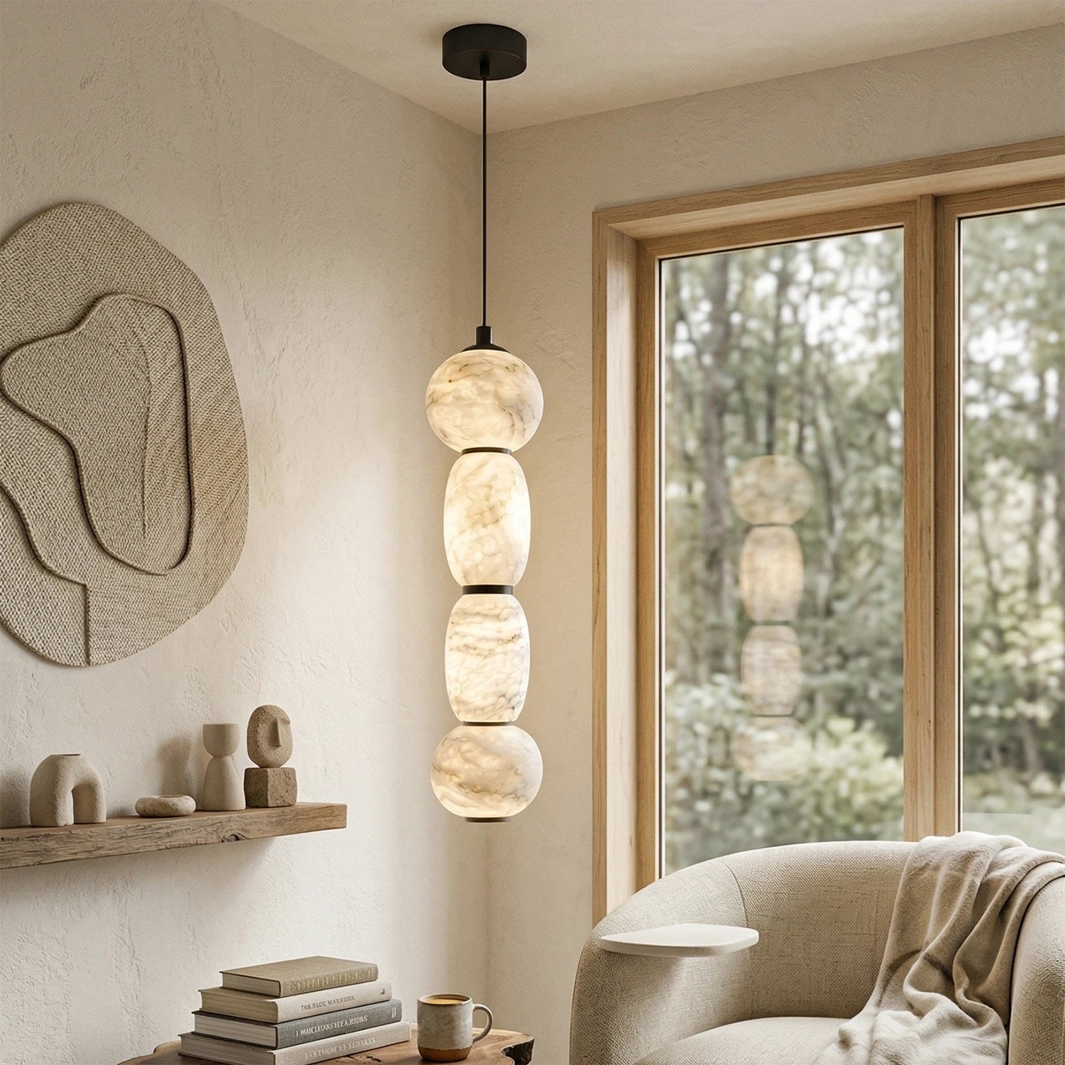 Alabaster Pendulous Pearl Pendant Lamp