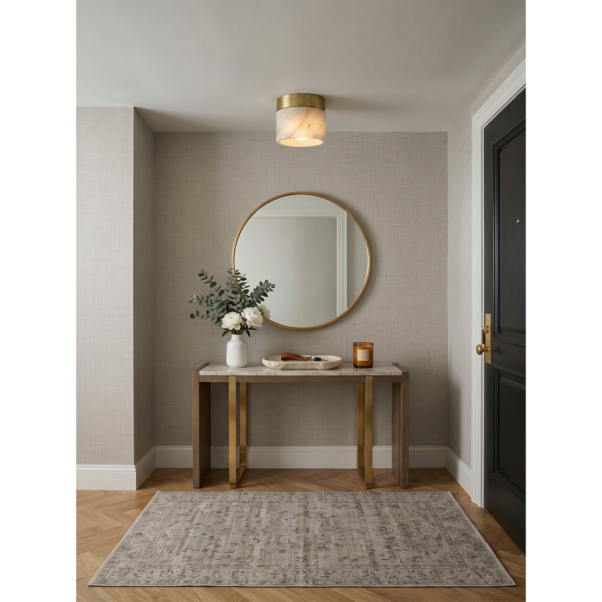 Alabaster Round  Semi-Flush Mount