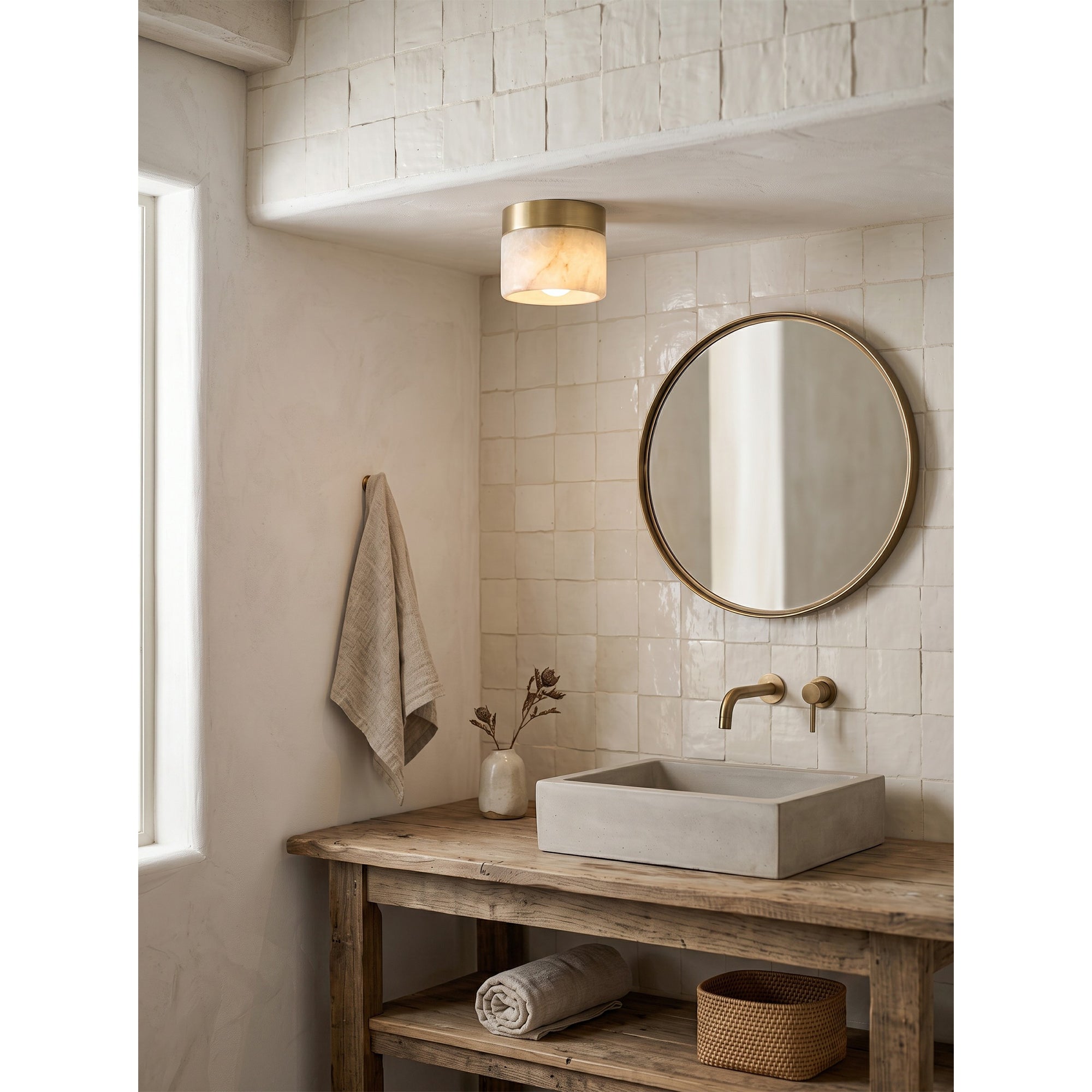 Alabaster Round  Semi-Flush Mount