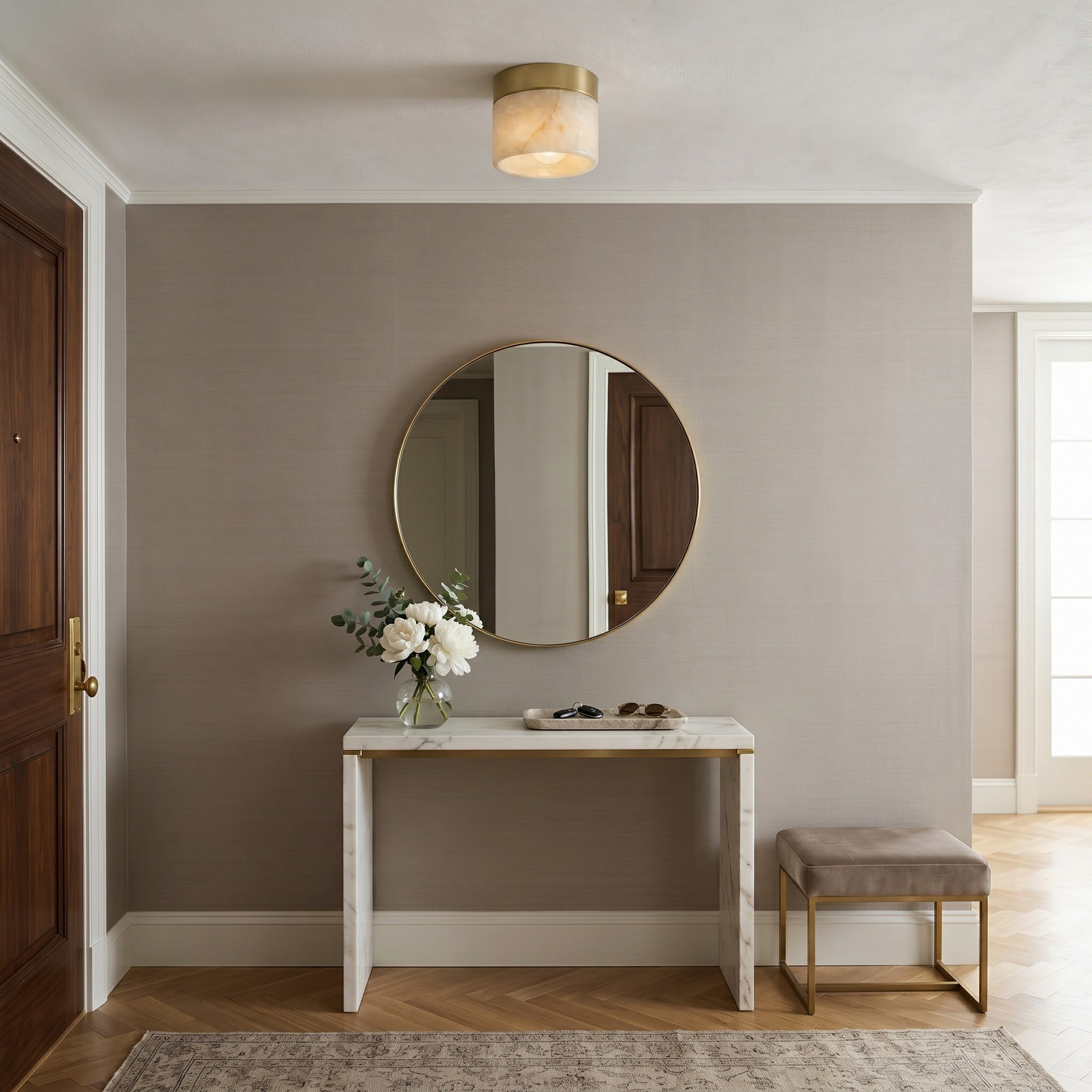 Alabaster Round  Semi-Flush Mount