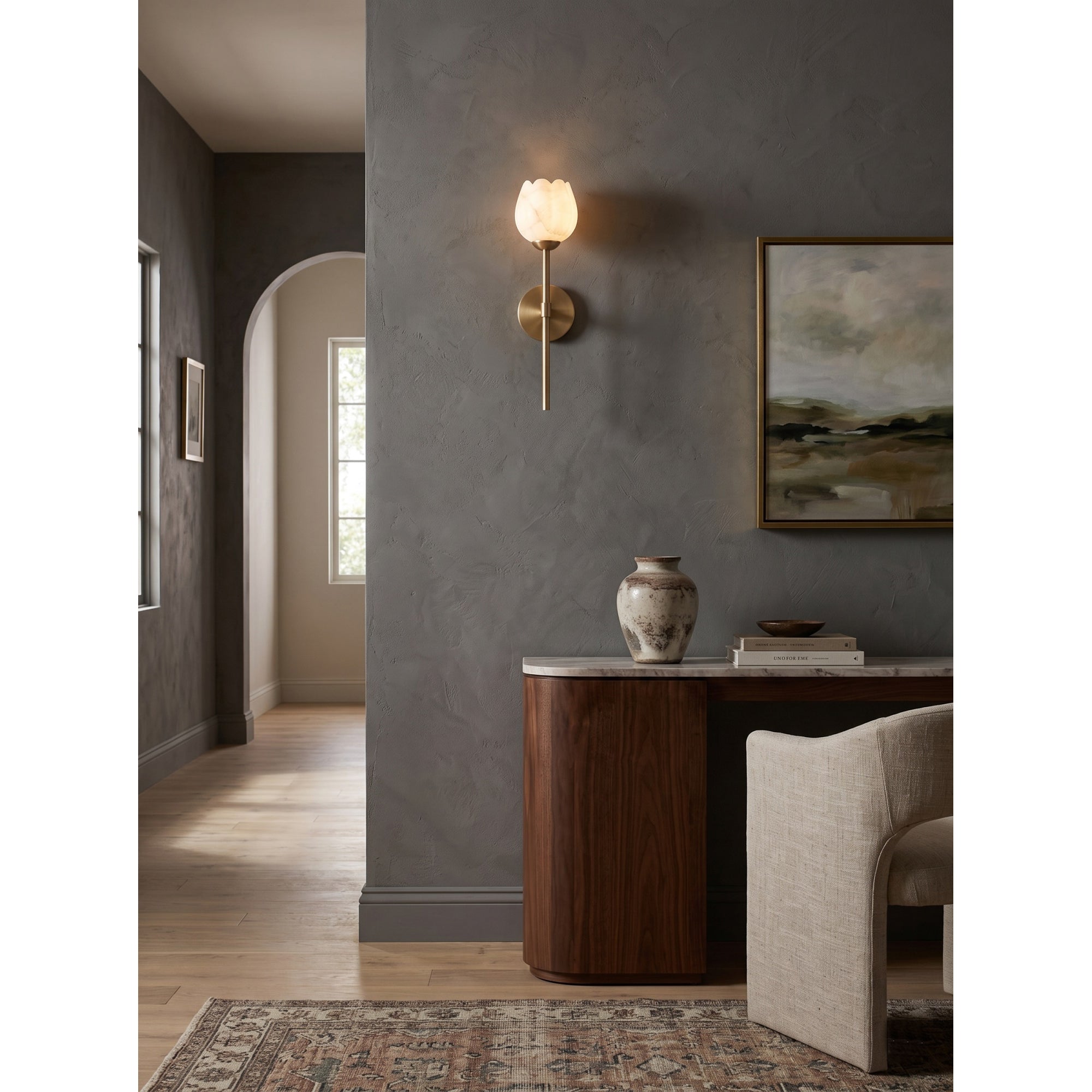 Alberto Lotus Alabaster Wall Sconce