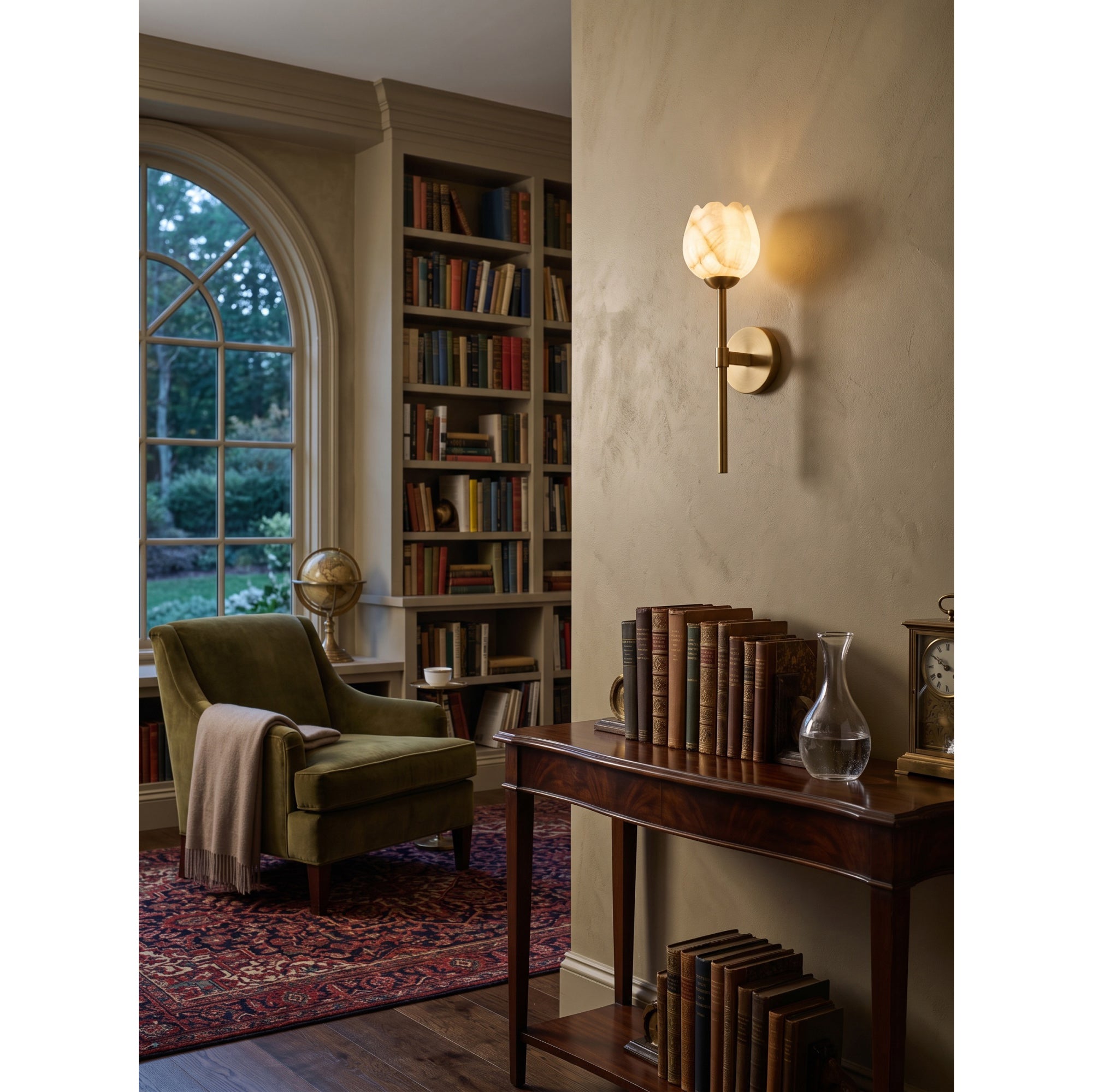 Alberto Lotus Alabaster Wall Sconce