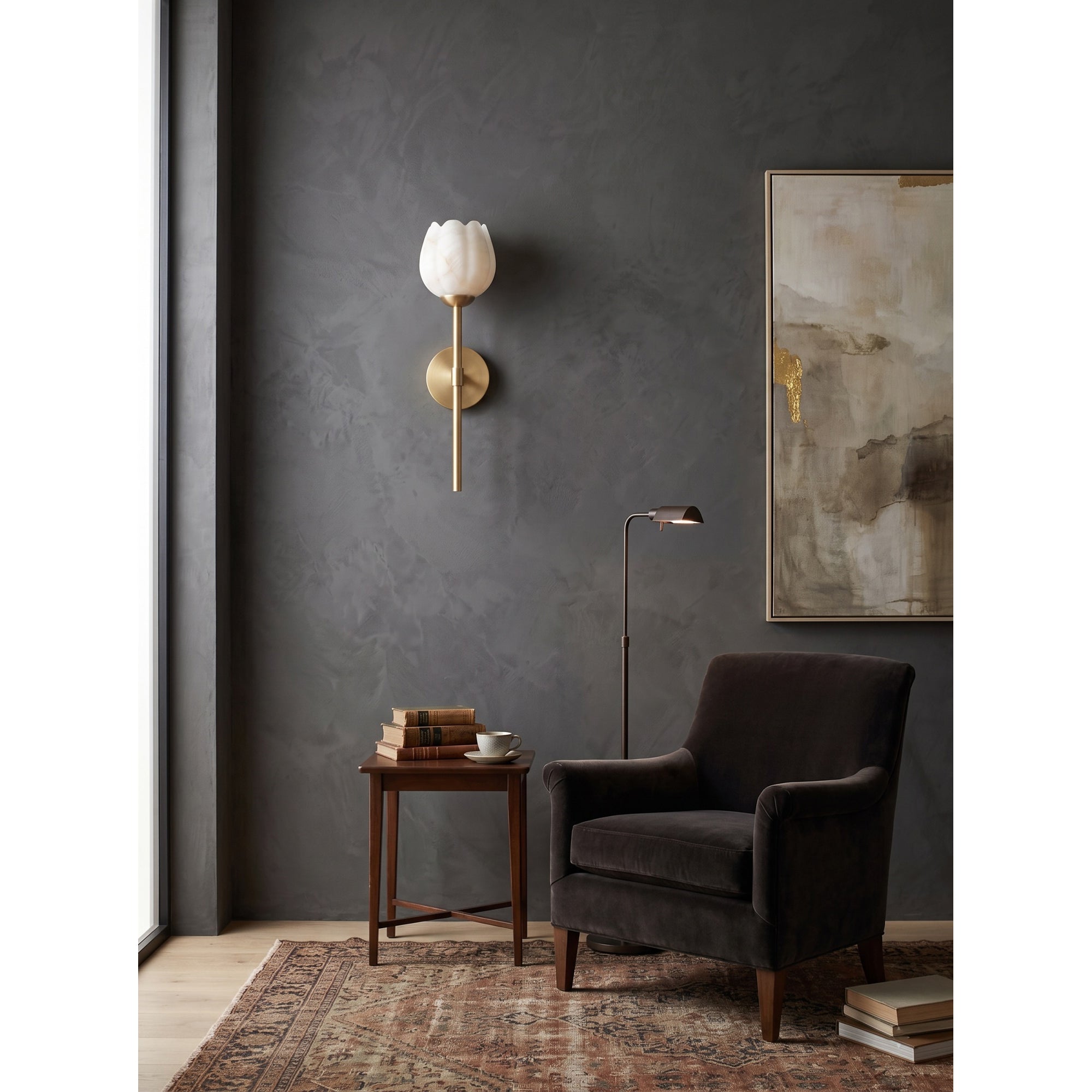 Alberto Lotus Alabaster Wall Sconce